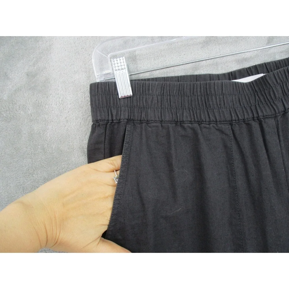 Michael Stars Pants Womens Medium Charcoal Linen Blend Wide Leg Pull On Pockets - Picture 5 of 11